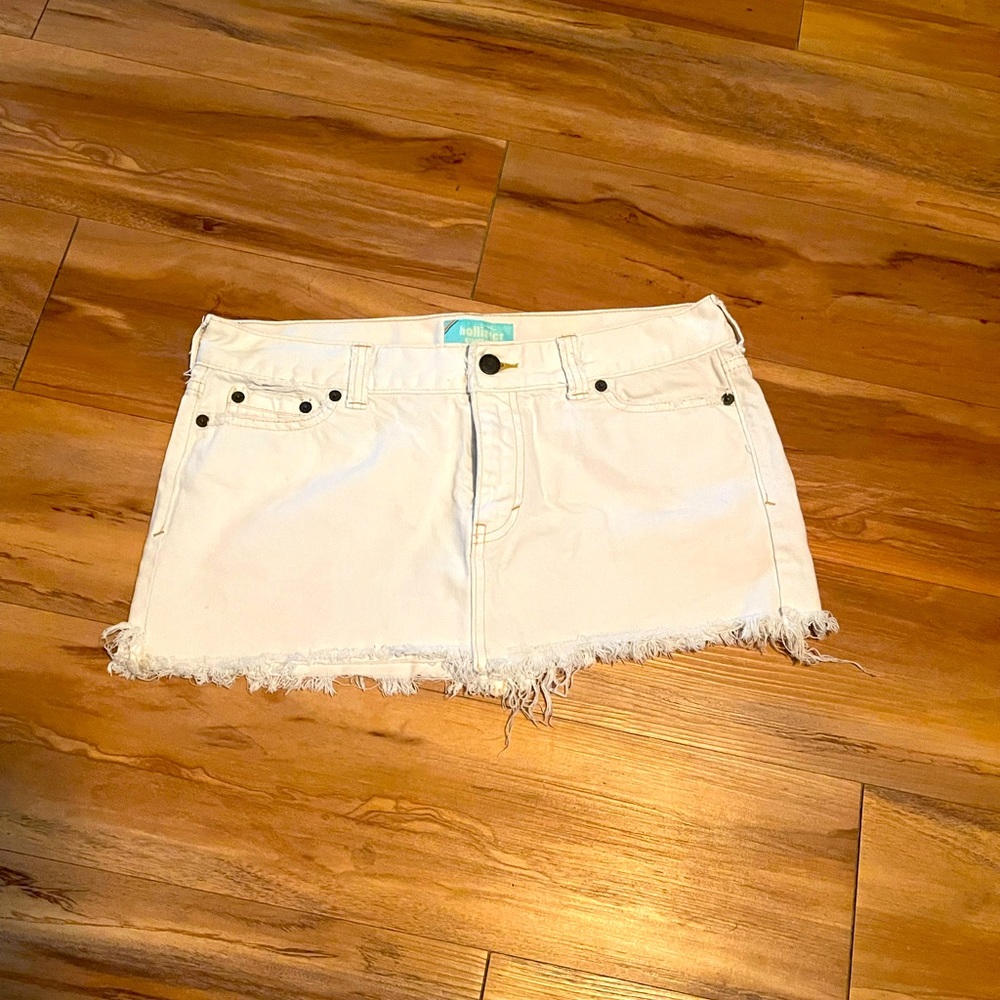 Hollister white denim mini skirt